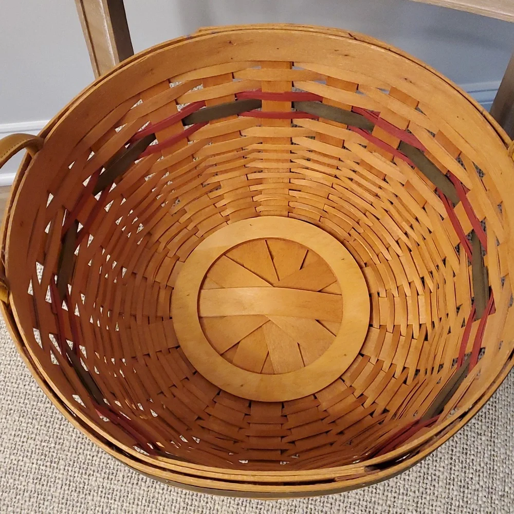 Longaberger 1999 Holiday Hostess Pinecone Basket with Divided Protector Set